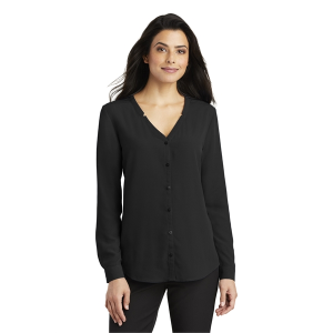 Port Authority Women's Long Sleeve Button-Front Blouse.