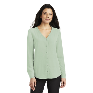 Port Authority Women's Long Sleeve Button-Front Blouse.